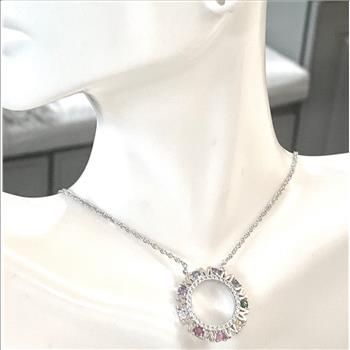 Designer Inspired 18k Gold Overlay 1.75ctw Multicolor Stones & Diamonique Diamond Necklace