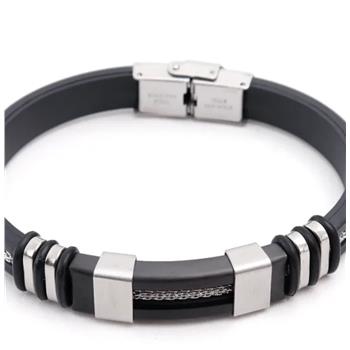 Designer Inspired 22.1 gram Mens Rubber & Stainless Steel Bracelet