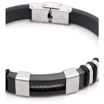 Designer Inspired 22.1 gram Mens Rubber & Stainless Steel Bracelet