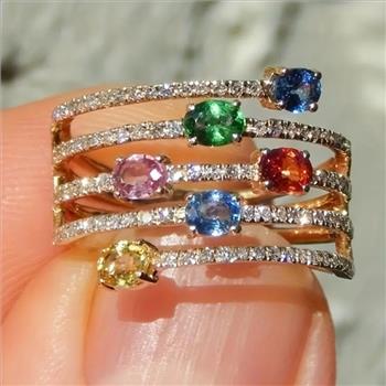 Designer Inspired 2.50ctw Multicolor Stones Anniversary Ring