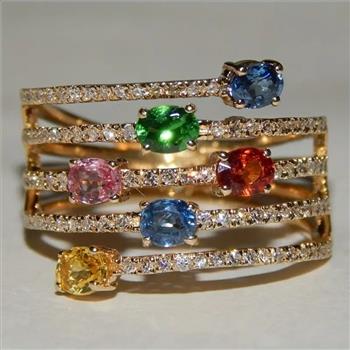 Designer Inspired 2.50ctw Multicolor Stones Anniversary Ring