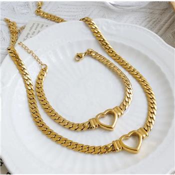 Designer Inspired 36.4 gram 18k Yellow Gold Overlay Ladies Necklace & Bracelet Set