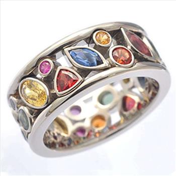 Designer Inspired 4.00ctw Multicolor Stones Anniversary Ring