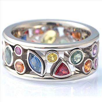 Designer Inspired 4.00ctw Multicolor Stones Anniversary Ring