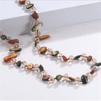 Designer Inspired  Multicolor Shell & Stones  Fancy 48” Long Necklace