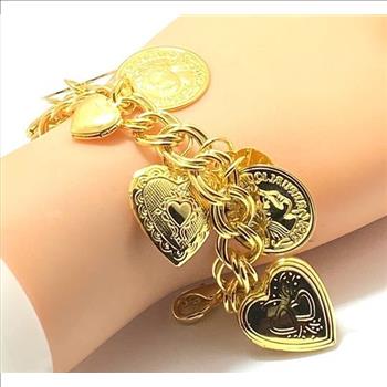 Heart Coin Charm Bracelet