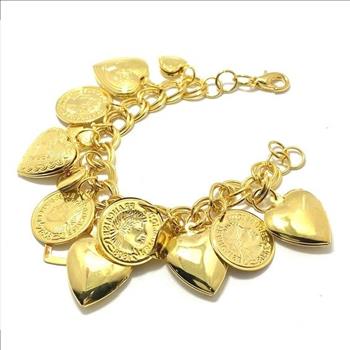 Heart Coin Charm Bracelet