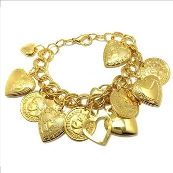 Heart Coin Charm Bracelet