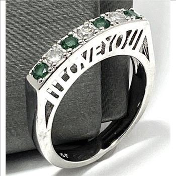 I Love You 3mm Round Cubic Zirconia Filigree Ring