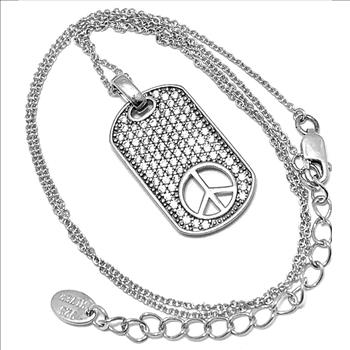 LASSAIRE 18k WG & .925 Sterling Silver 1.00ctw Simulated Diamond Piece Necklace