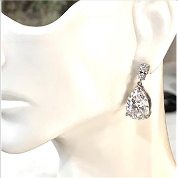 LASSAIRE .925 Sterling Silver 22.00ctw Simulated Diamond Large Dangle Earrings