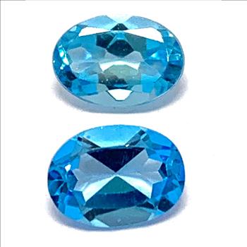 Lot of 2 Genuine 1.79ctw Swiss Blue Topaz 6X4 MM Matching Stones
