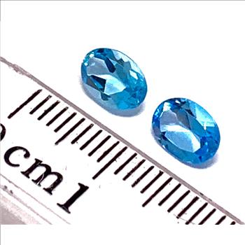 Lot of 2 Genuine 1.79ctw Swiss Blue Topaz 6X4 MM Matching Stones