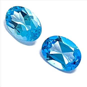 Lot of 2 Genuine 1.79ctw Swiss Blue Topaz 6X4 MM Matching Stones
