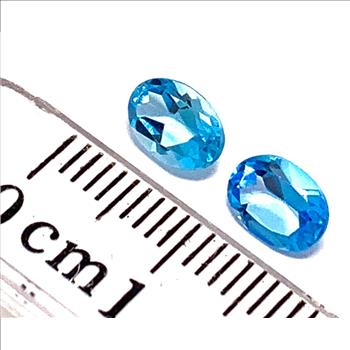 Lot of 2 Genuine 1.80ctw Swiss Blue Topaz 6X4 MM Matching Stones