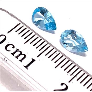 Lot of 2 Genuine  1.80ctw Swiss Blue Topaz 6X4 MM Matching Stones