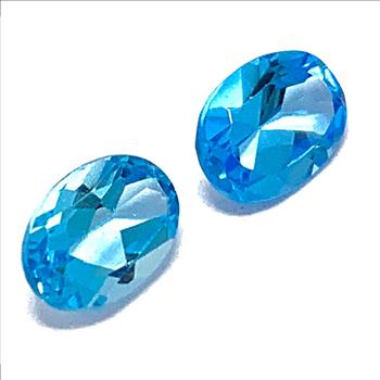 Lot of 2 Genuine 1.80ctw Swiss Blue Topaz 6X4 MM Matching Stones