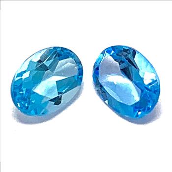 Lot of 2 Genuine 1.80ctw Swiss Blue Topaz 6X4 MM Matching Stones