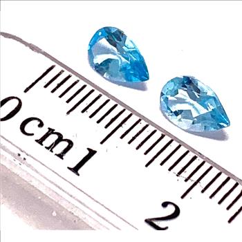 Lot of 2 Genuine  1.82ctw Swiss Blue Topaz 6X4 MM Matching Stones