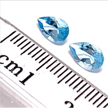 Lot of 2 Genuine  1.85ctw Swiss Blue Topaz 6X4 MM Matching Stones