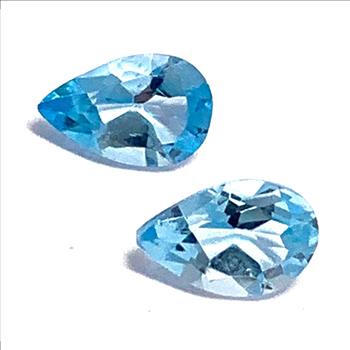Lot of 2 Genuine  1.85ctw Swiss Blue Topaz 6X4 MM Matching Stones