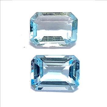 Lot of 2 Genuine  2.05ctw Swiss Blue Topaz 6X4 MM Matching Stones