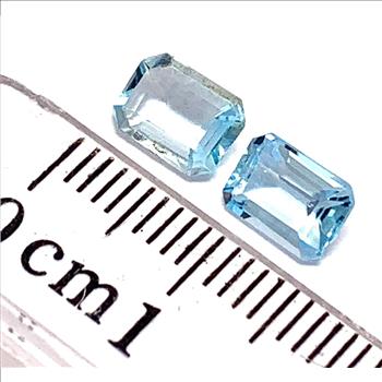 Lot of 2 Genuine  2.05ctw Swiss Blue Topaz 6X4 MM Matching Stones