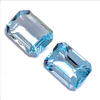 Lot of 2 Genuine  2.05ctw Swiss Blue Topaz 6X4 MM Matching Stones