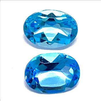 Lot of 2 Genuine Swiss Blue Topaz 6X4 MM Matching Stones