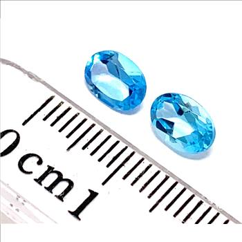 Lot of 2 Genuine Swiss Blue Topaz 6X4 MM Matching Stones