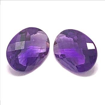 Lot of 2 Matching Genuine 2.07ctw Oval Cut Brazilian Amethyst Loose Gemstones 8X6 MM