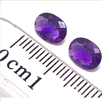 Lot of 2 Matching Genuine 2.07ctw Oval Cut Brazilian Amethyst Loose Gemstones 8X6 MM