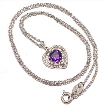 0.003ctw Genuine Diamonds & 1.25ct Genuine Amethyst Necklace