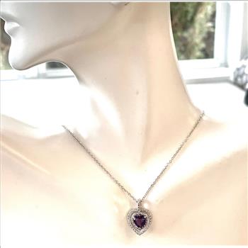 0.003ctw Genuine Diamonds & 1.25ct Genuine Amethyst Necklace