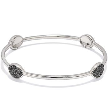 0.05ctw Genuine Black Diamond Bangle Bracelet in 18K Gold Overlay – Designer Inspired