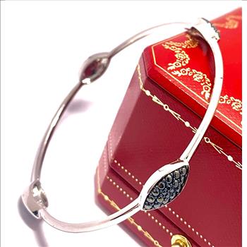 0.05ctw Genuine Blue Diamonds Bangle Bracelet