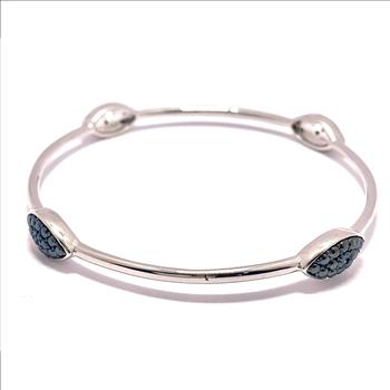 0.05ctw Genuine Blue Diamonds Bangle Bracelet