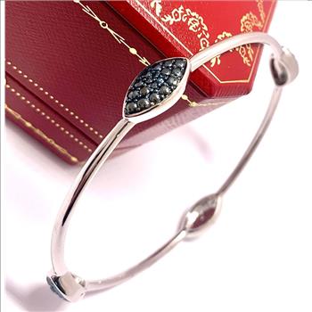 0.05ctw Genuine Blue Diamonds Bangle Bracelet