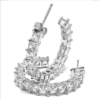 .00ctw Diamonique Diamond Traditional Design Hoop Earrings