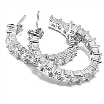 .00ctw Diamonique Diamond Traditional Design Hoop Earrings