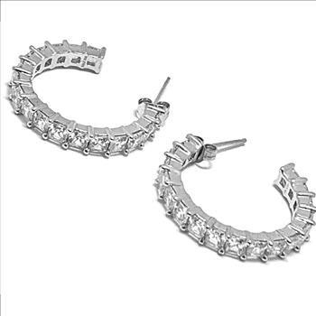 .00ctw Diamonique Diamond Traditional Design Hoop Earrings