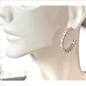.00ctw Diamonique Diamond Traditional Design Hoop Earrings