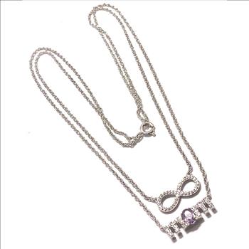 0.75ct Amethyst “MOM” Infinity Necklace in 18K Gold Overlay – Designer Inspired