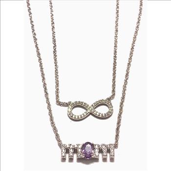 0.75ct Amethyst “MOM” Infinity Necklace in 18K Gold Overlay – Designer Inspired