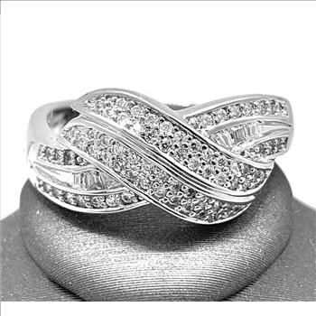 0.75ctw Genuine Diamonds Anniversary Wedding Ring .925 Sterling Silver.