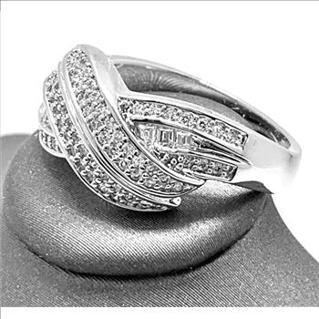 0.75ctw Genuine Diamonds Anniversary Wedding Ring .925 Sterling Silver.