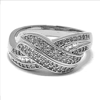 0.75ctw Genuine Diamonds Anniversary Wedding Ring .925 Sterling Silver.