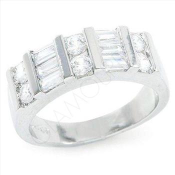 0.90CTW Diamonique Diamond Simulant Band Ring 3x 18K White Gold Overlay Sz 7 – 5.4g