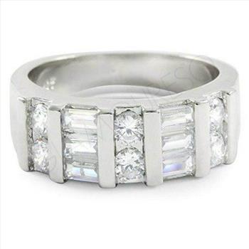 0.90CTW Diamonique Diamond Simulant Band Ring 3x 18K White Gold Overlay Sz 7 – 5.4g