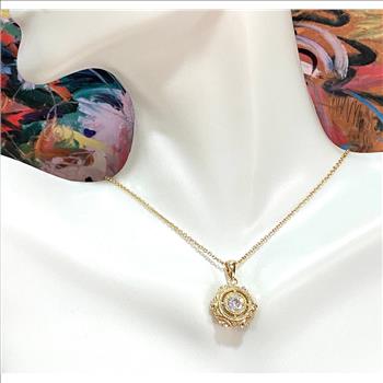 1.00 CT Diamonique Diamond 18K Gold Plated Necklace